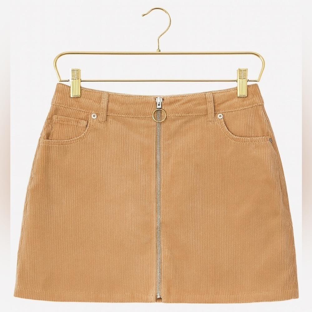 Love Tree Junior’s Medium Brown Corduroy Zip Front Mini Skirt